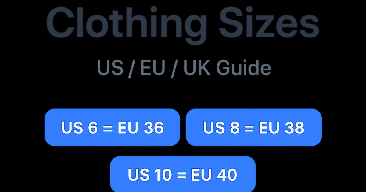Clothing size conversion chart US EU UK