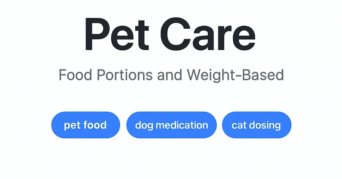 Pet Care: Food Portions and Weight-Based Medication Dosing